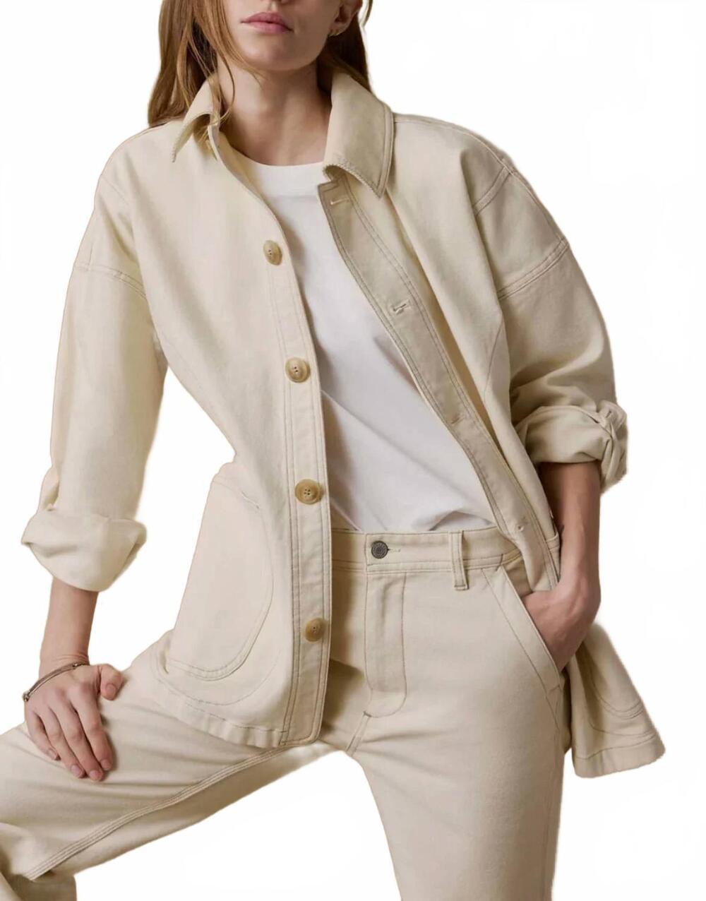 NEW FAHERTY sunwashed canvas chore jacket in sea salt